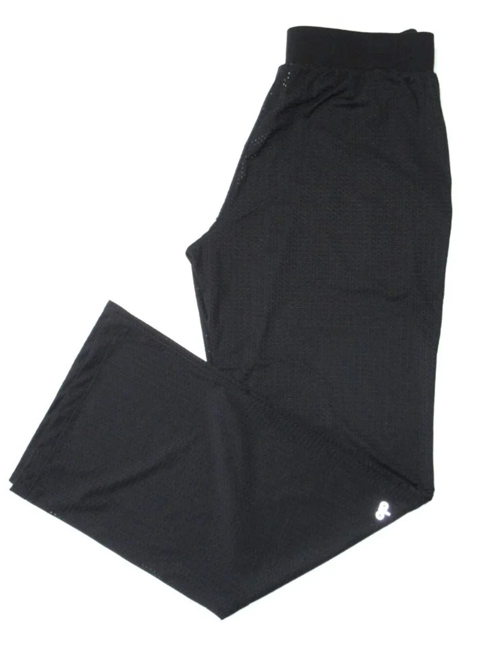 NWT Alo W51178R Mesh All-Star Wide Leg Pant in Black Sheer Lightweight Pants M